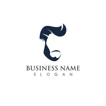 handsome man with a mustache and beard logo and symbol vector