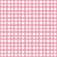 Gingham pattern seamless Plaid repeat in pink and white. Design for print, tartan, gift wrap, textiles, checkered background for tablecloth