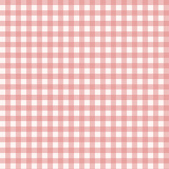 Gingham pattern seamless Plaid repeat in pink and white. Design for print, tartan, gift wrap, textiles, checkered background for tablecloth
