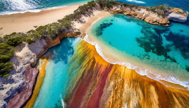 Azure waters photo a colorful beach landscape from above
