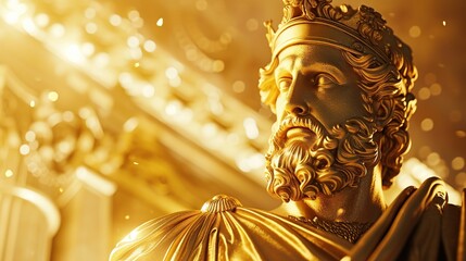 Golden Statue of King Midas at Sunset, Evoking the Richness of Greek Mythology