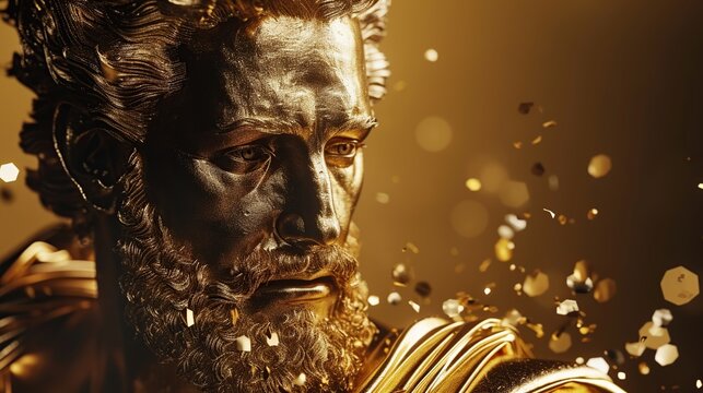 Golden Statue of King Midas at Sunset, Evoking the Richness of Greek Mythology