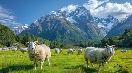 A Herd of Sheep Grazing on a Lush Green Field
