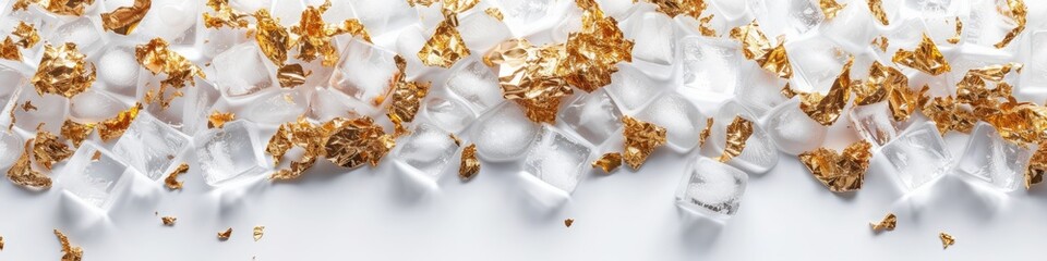 Fototapeta na wymiar ice with gold foil background.