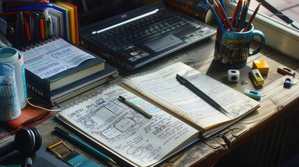 pencil school flat lay