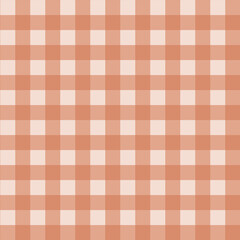 Gingham pattern seamless Plaid repeat in peach and white. Design for print, tartan, gift wrap, textiles, checkered background for tablecloth