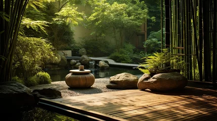 Foto op Canvas meditation garden zen background © vectorwin