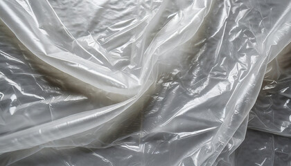 White transparent plastic bag texture background. Glossy polyethylene