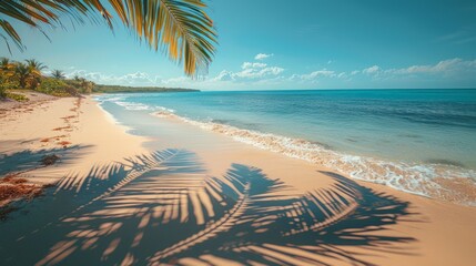 Palm Tree Casting Shadow on Beach