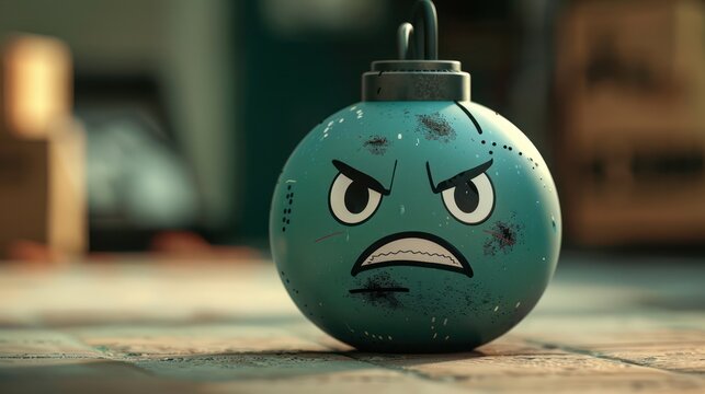 A bomb timer counting down as a cartoon character tries to defuse it in a retro comic book style shot from a low angle with a minimalist approach to detail that still conveys the urgency of