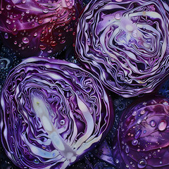 Cut Red Cabbages
