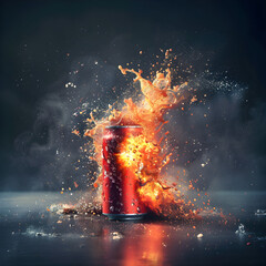 exploding can of fizzy drink - obrazy, fototapety, plakaty
