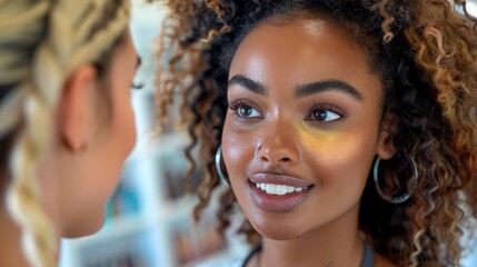 Woman Smiling at Another Womans Face