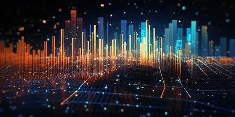 New age of data visualization. Data science and visual management design concept. Abstract background.