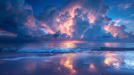 Majestic Sunset Over Ocean With Clouds