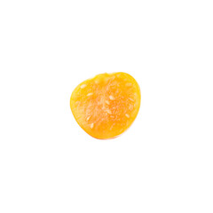 Half of ripe orange physalis fruit isolated on white