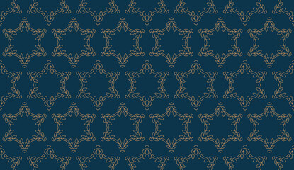 Blue and gold vintage seamless pattern. Floral ornamental luxury damask background. Elegance ornament
