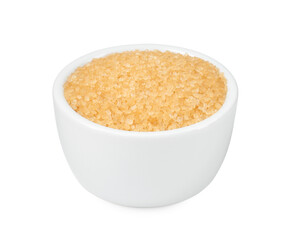 Brown sugar in bowl isolated on white