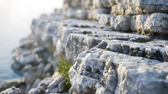 Close Up of Stone Wall by Water