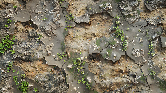 Lush Plant Growth on Rock Wall