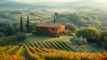 Crédence de cuisine en verre imprimé Toscane Tuscany Italy landscape