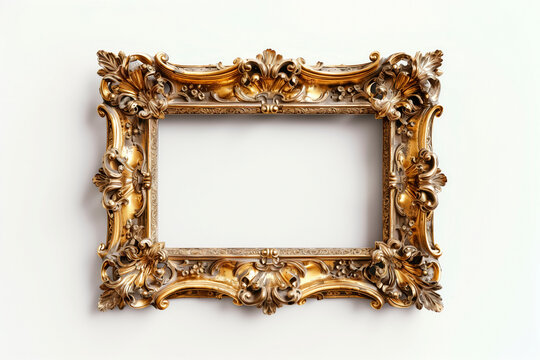 Golden baroque wildly decorated picture frame.