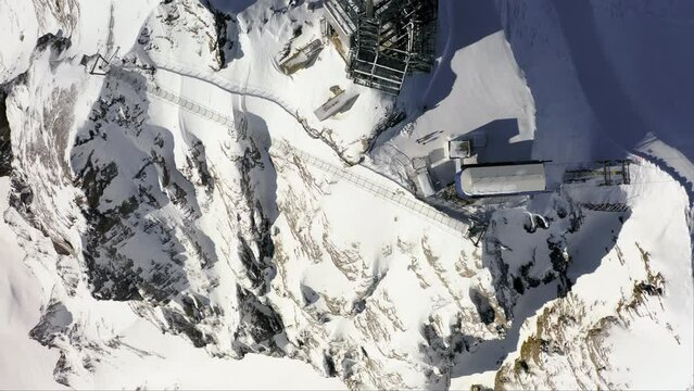 Aerial view of the Cliff Walk, a suspension bridge, on Titlis.