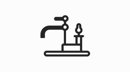 Illustration of a line and black faucet icon, featuring a simple design. This vector illustration serves as a blackline symbol
