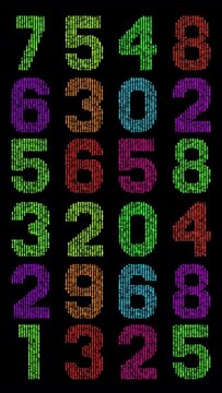 counting numbers, time and code information in vertical