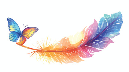 Beautiful color feather and butterfly