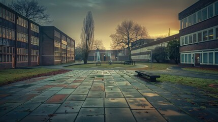 abandoned empty school campus