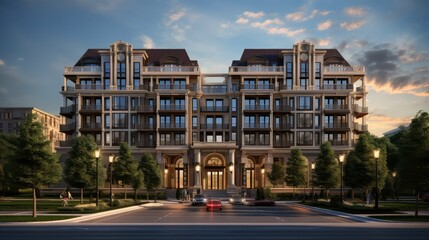 Fototapeta premium spacious complex apartment building