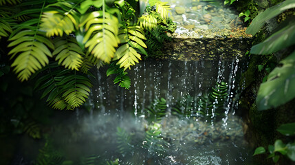 Stream of Water Running Through Lush Green Forest