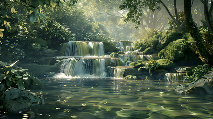 Majestic Waterfall in Forest