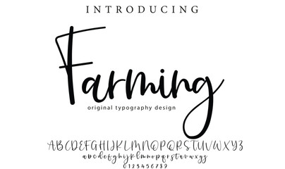 Farming Font Stylish brush painted an uppercase vector letters, alphabet, typeface