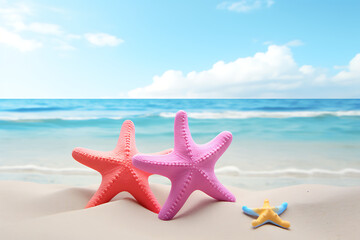 Fototapeta na wymiar Vibrant Starfish on a Sunny Beach