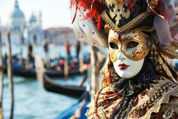 Gordijnen Traditional venetian carnival mask in Venice, ITALY  © PixelGallery