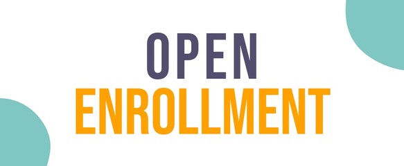 Open Enrollment banner with loudspeaker Icon. Flat design. 