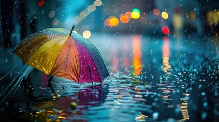 wet rain and umbrella - obrazy, fototapety, plakaty