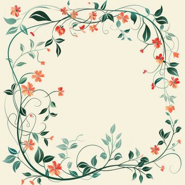 floral and vines wedding card in vector format. flat image with clear background. 