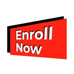 Enroll now banner. Enroll now red ribbon label sign. 