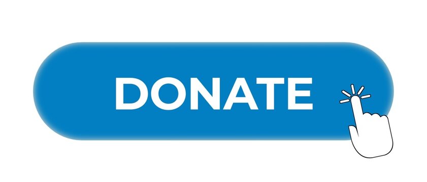 Button for Online Donate Icon. Donation with Click Pictogram. Support and Give Help Online Icon. Charity and Donation Concept. Blue button.