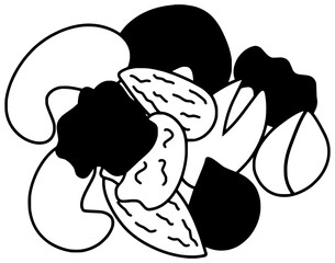 food illustration nut silhouette healthy logo walnut icon seed outline almond cashew natural snack peanut t shirt vegetarian sticker raw shape of natural snack for vector graphic background