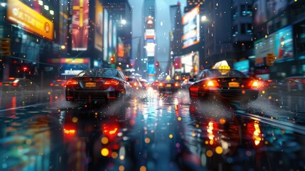 Fototapeta na wymiar hydroplane cars in rain