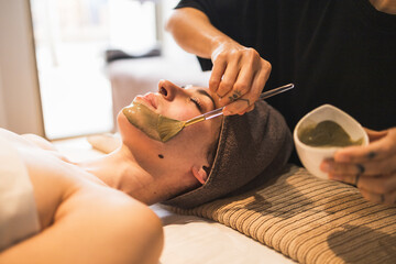 Relaxing facial treatment at a wellness spa