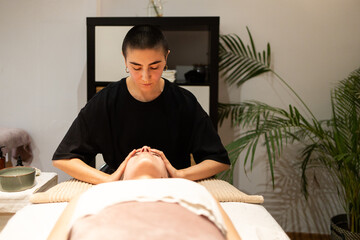 Facial treatment session at a modern spa