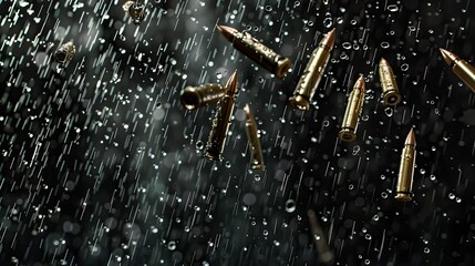 chaos raining bullets - obrazy, fototapety, plakaty