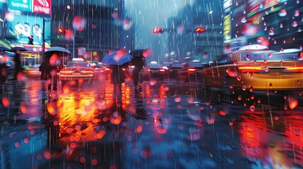 storm rain traffic - obrazy, fototapety, plakaty