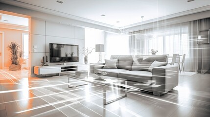 modern living blurred room