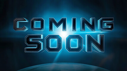 bold capital letters that read “COMING SOON” overlaid on a dark background - exciting announcement of an upcoming event or release - obrazy, fototapety, plakaty